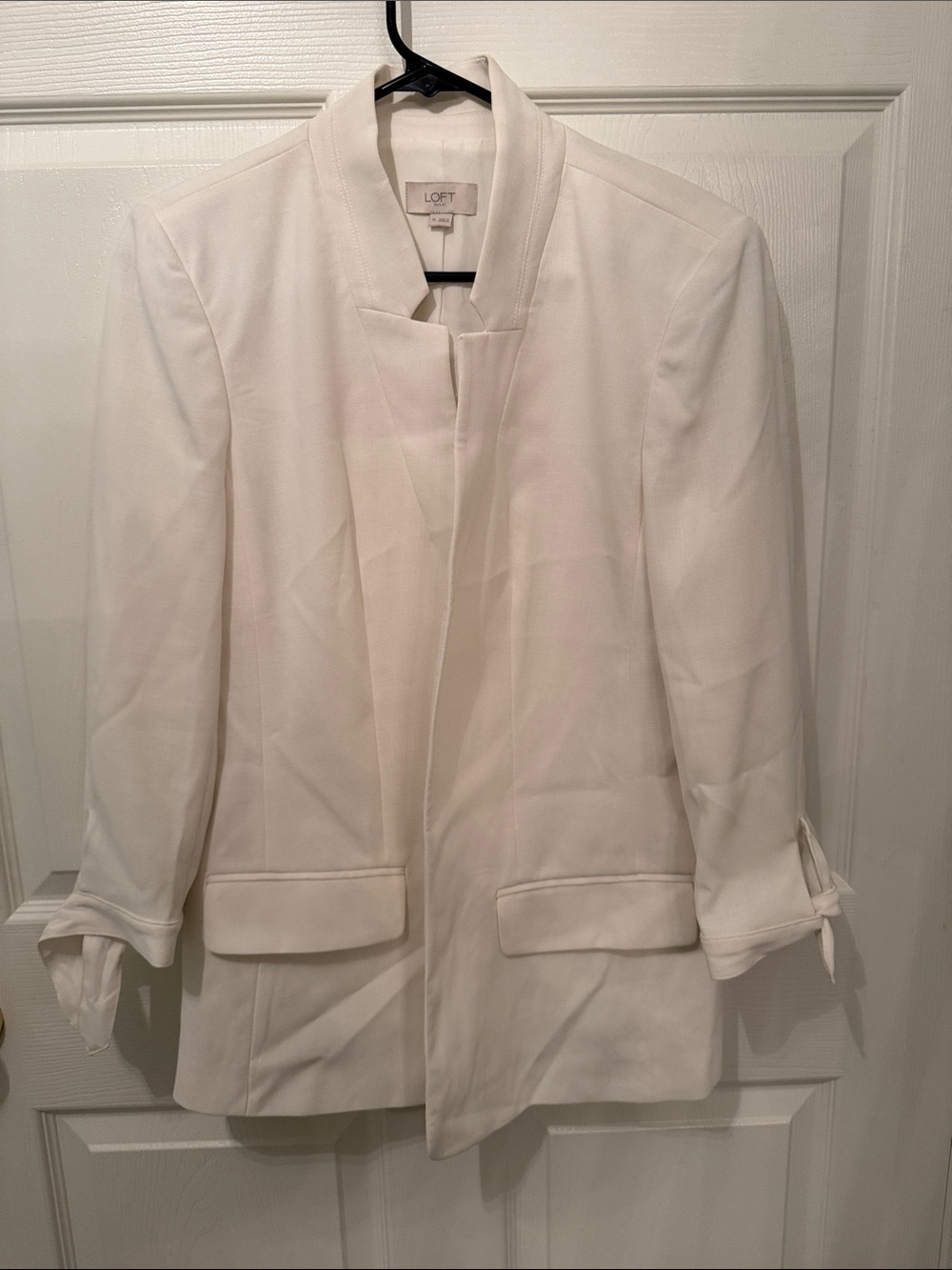 LOFT Cream Open-Front Women's Blazer with Notch Collar